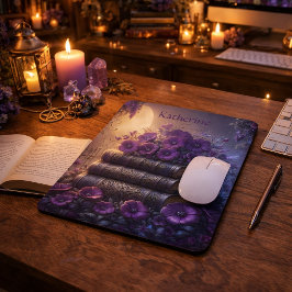 Gothic Book Purple Floral マウスパッド