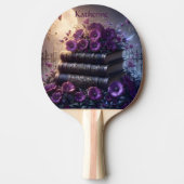 Gothic Book Purple Floral 卓球ラケット (正面)