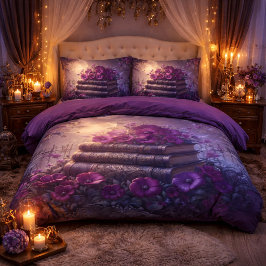 Gothic Book Purple Floral 枕カバー