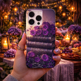 Gothic Book Purple Floral iPhone 16 Pro Maxケース