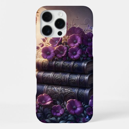 Gothic Book Purple Floral iPhoneケース (裏面)