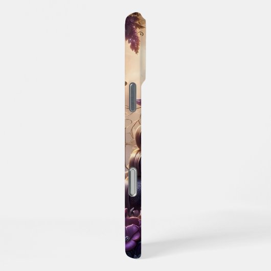 Gothic Book Purple Floral iPhoneケース (右側面)