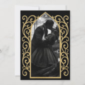Gothic border black and gold wedding save the date 案内状 (裏面)