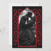 Gothic border black and red wedding save the date 案内状 (裏面)