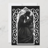 Gothic border black and white wedding save the dat 案内状 (裏面)