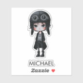 Gothic Boy Pilot Anime Cartoon kids Personalized シール (シート)