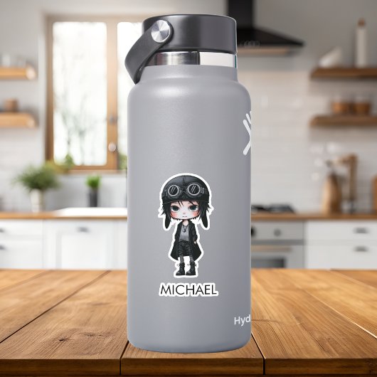 Gothic Boy Pilot Anime Cartoon kids Personalized シール