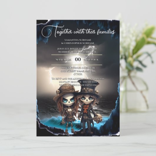 Gothic bride groom beach theme day dead 招待状 (スタンド正面)