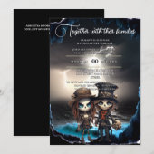 Gothic bride groom beach theme day dead 招待状 (正面/裏面)