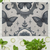 Gothic Butterfly Floral Pattern (2) キッチンタオル (折り畳み)