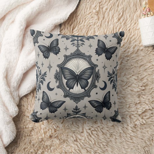 Gothic Butterfly Floral Pattern (2) クッション (ブランケット)