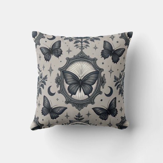 Gothic Butterfly Floral Pattern (2) クッション (裏面)