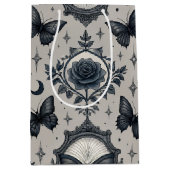 Gothic Butterfly Floral Pattern (2) ミディアムペーパーバッグ (正面)