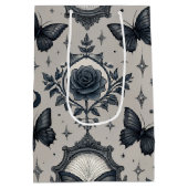 Gothic Butterfly Floral Pattern (2) ミディアムペーパーバッグ (裏面)
