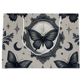 Gothic Butterfly Floral Pattern (2) ラージペーパーバッグ (正面)