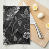 Gothic Butterfly Floral Pattern (3) キッチンタオル (四つ折り)