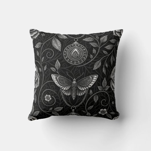 Gothic Butterfly Floral Pattern (3) クッション (裏面)