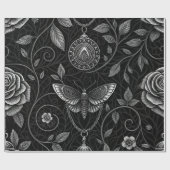Gothic Butterfly Floral Pattern (3) ラッピングペーパー (フラット)