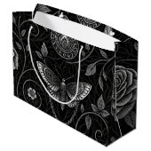 Gothic Butterfly Floral Pattern (3) ラージペーパーバッグ (裏面アングル)