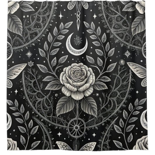 Gothic Butterfly Floral Pattern (4) シャワーカーテン (正面)