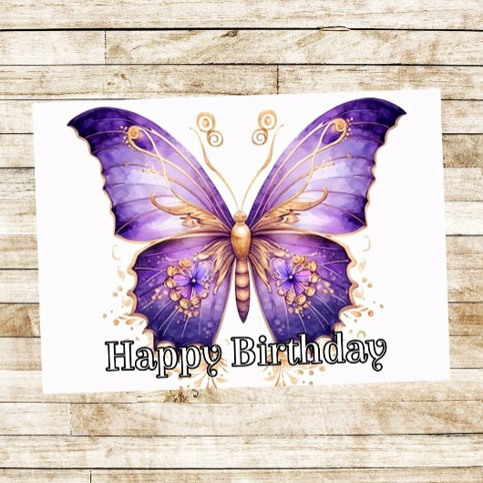 Gothic Butterfly Illustration Happy Birthday カード