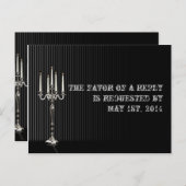 Gothic Candelabra on Black Silver RSVPポストカード インビテーションポストカード (正面/裏面)