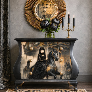 Gothic Carousel Girl Tissue Decoupage Paper 薄葉紙