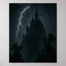 Gothic Castle and Gargoyles Poster ポスター