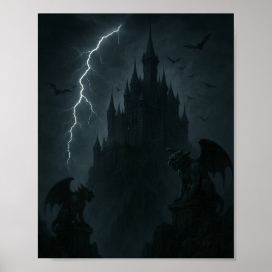 Gothic Castle and Gargoyles Poster ポスター (正面)