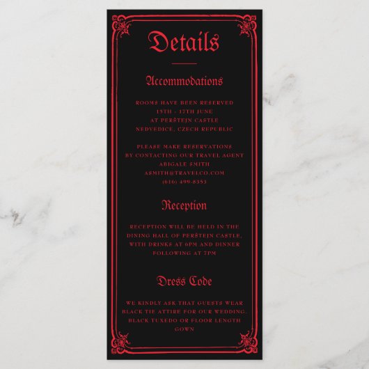 Gothic Castle Black Red Wedding Enclosure Card (正面)
