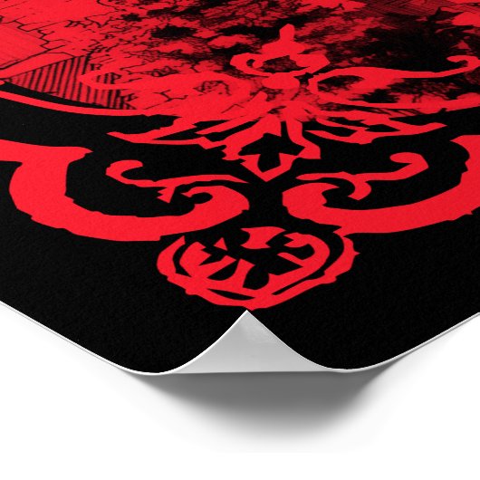 Gothic Castle Border Black Red Wedding Welcome ポスター (角)