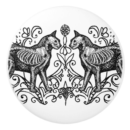 Gothic Cat Anatomy Ceramic Knob セラミックノブ (正面)