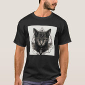 Gothic Cat with Wiccan and Occult Symbols Tシャツ (正面)