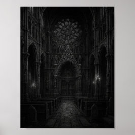 Gothic Cathedral in Black + White Poster ポスター