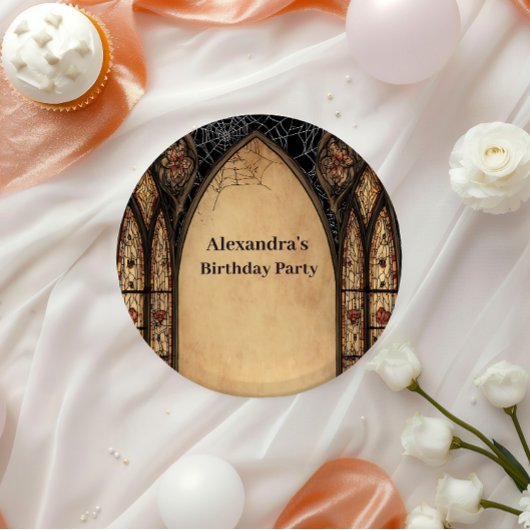Gothic Cathedral Midnight Birthday ペーパープレート