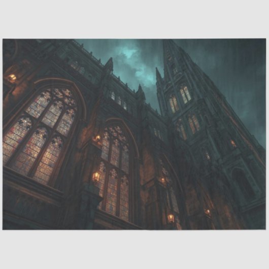 Gothic Cathedral Window Decoupage Paper – Dark Med 薄葉紙 (正面)