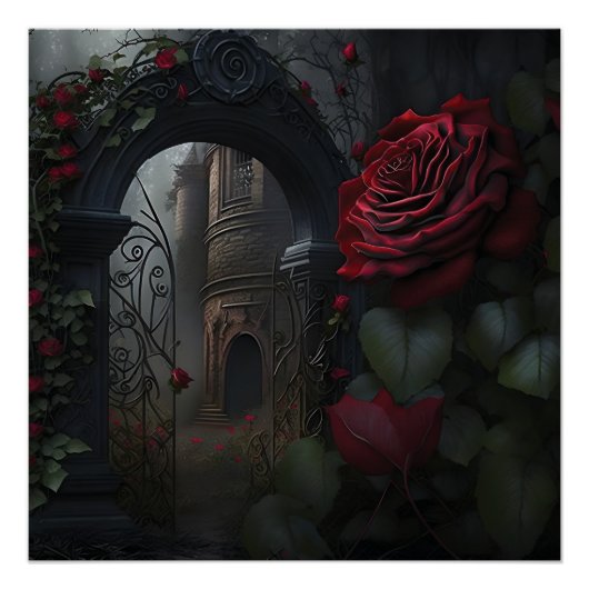 Gothic Cemetery Rose Garden ポスター (正面)