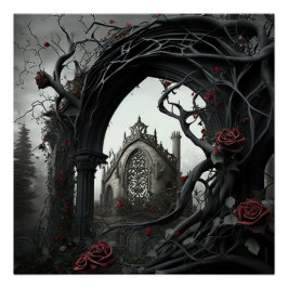 Gothic Cemetery Rose Garden ポスター