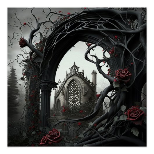 Gothic Cemetery Rose Garden ポスター (正面)