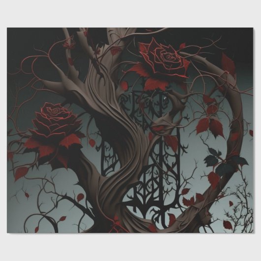 Gothic Cemetery Rose Garden ラッピングペーパー (フラット)