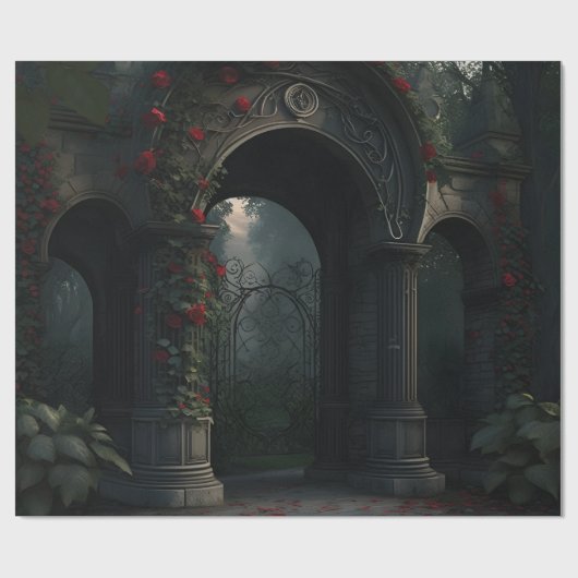 Gothic Cemetery Rose Garden ラッピングペーパー (フラット)