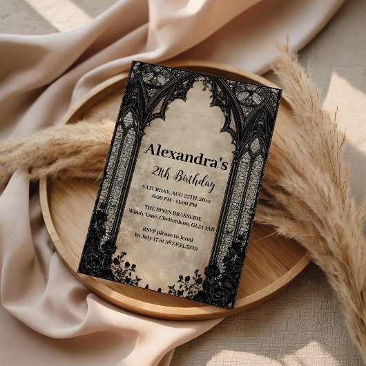 Gothic Chandelier Midnight Birthday 招待状