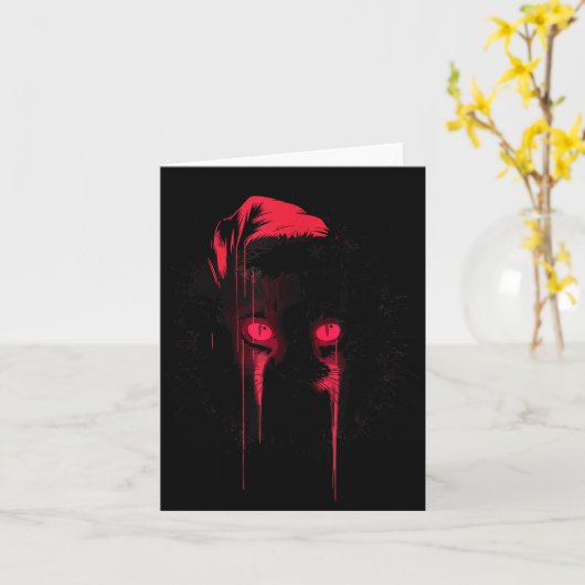 Gothic Christmas Nge Horror Cat Santa Hat Witchy X カード (黄色い花)