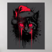 Gothic Christmas Nge Horror Cat Santa Hat Witchy X ポスター (正面)