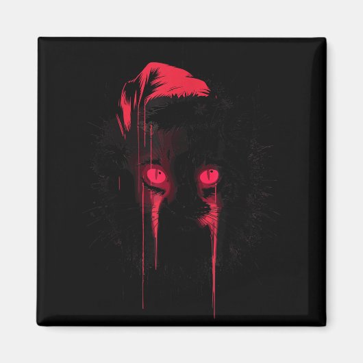 Gothic Christmas Nge Horror Cat Santa Hat Witchy X マグネット (正面)