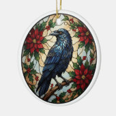 Gothic Christmas Raven Poinsettia Ceramic Ornament セラミックオーナメント (左)