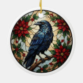 Gothic Christmas Raven Poinsettia Ceramic Ornament セラミックオーナメント (裏面)