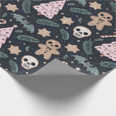 Gothic Christmas Skull and Gingerbread Man ラッピングペーパー (角)
