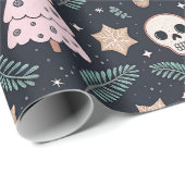 Gothic Christmas Skull and Gingerbread Man ラッピングペーパー (ロールコーナー)