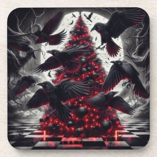 Gothic Christmas Tree | Dark Holiday Decor  コースター (正面)